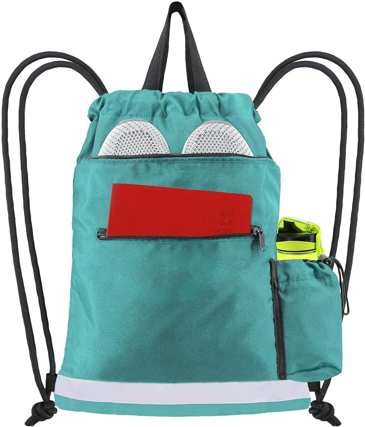 Gym Backpack Sports Bag String Bag Drawstring Backpack W 2 Zipper Pockets Cinch Draw String Back Sack for Men Women W Pouch Cute Workout Bag Sinch Sack Washable Sturdy