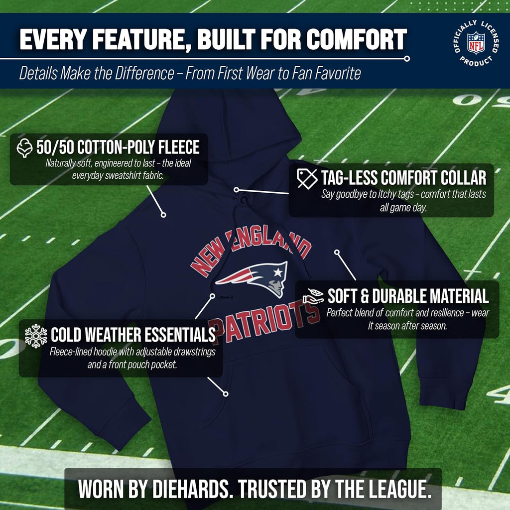 NFL Adult Gameday Hooded Sweatshirt - Poly Fleece Cotton Blend - Stay Warm and Represent Your Team in Style