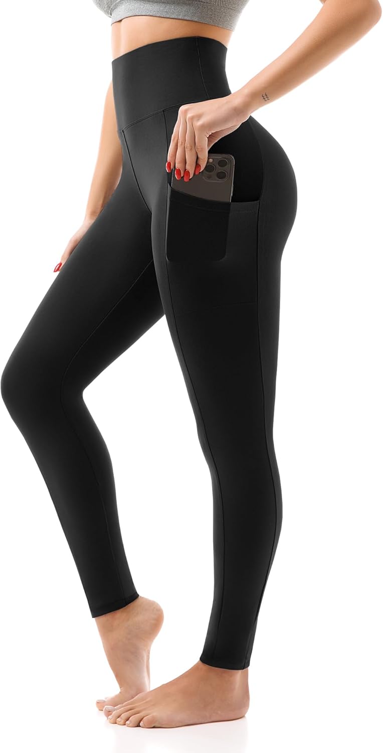 High Waisted Leggings with Pockets Women, Full Length Capri Buttery Soft Stretchy Yoga Pants