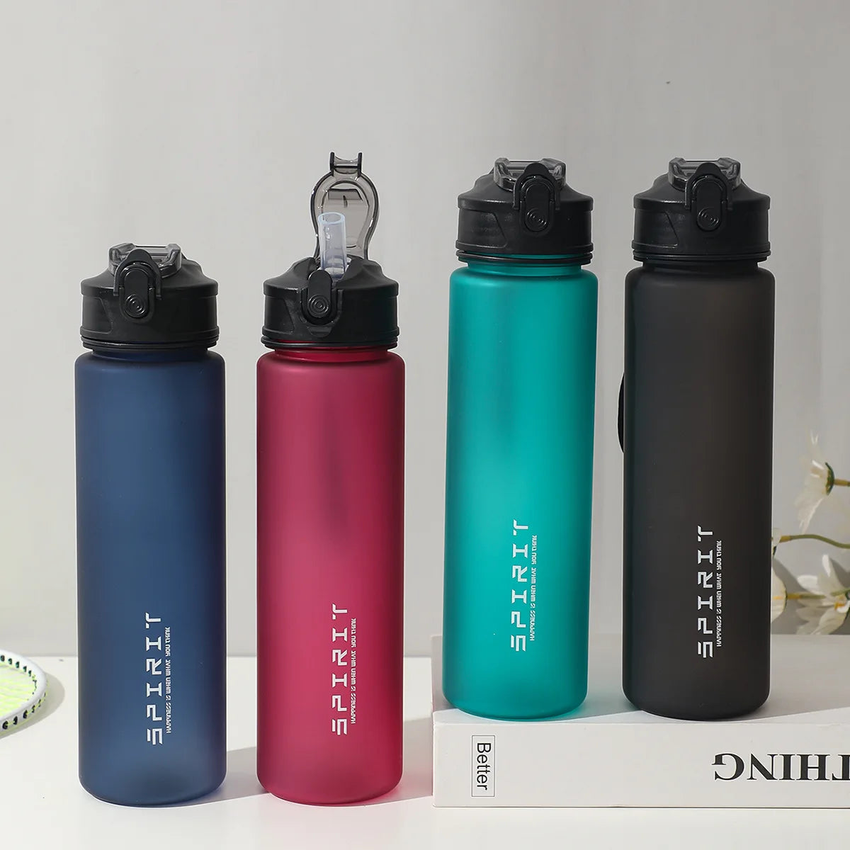 750Ml Water Bottle with Straw Time Marker Large Capacity Motivational Plastic Water Jug for Gym Travel Outdoor Sports Reusable