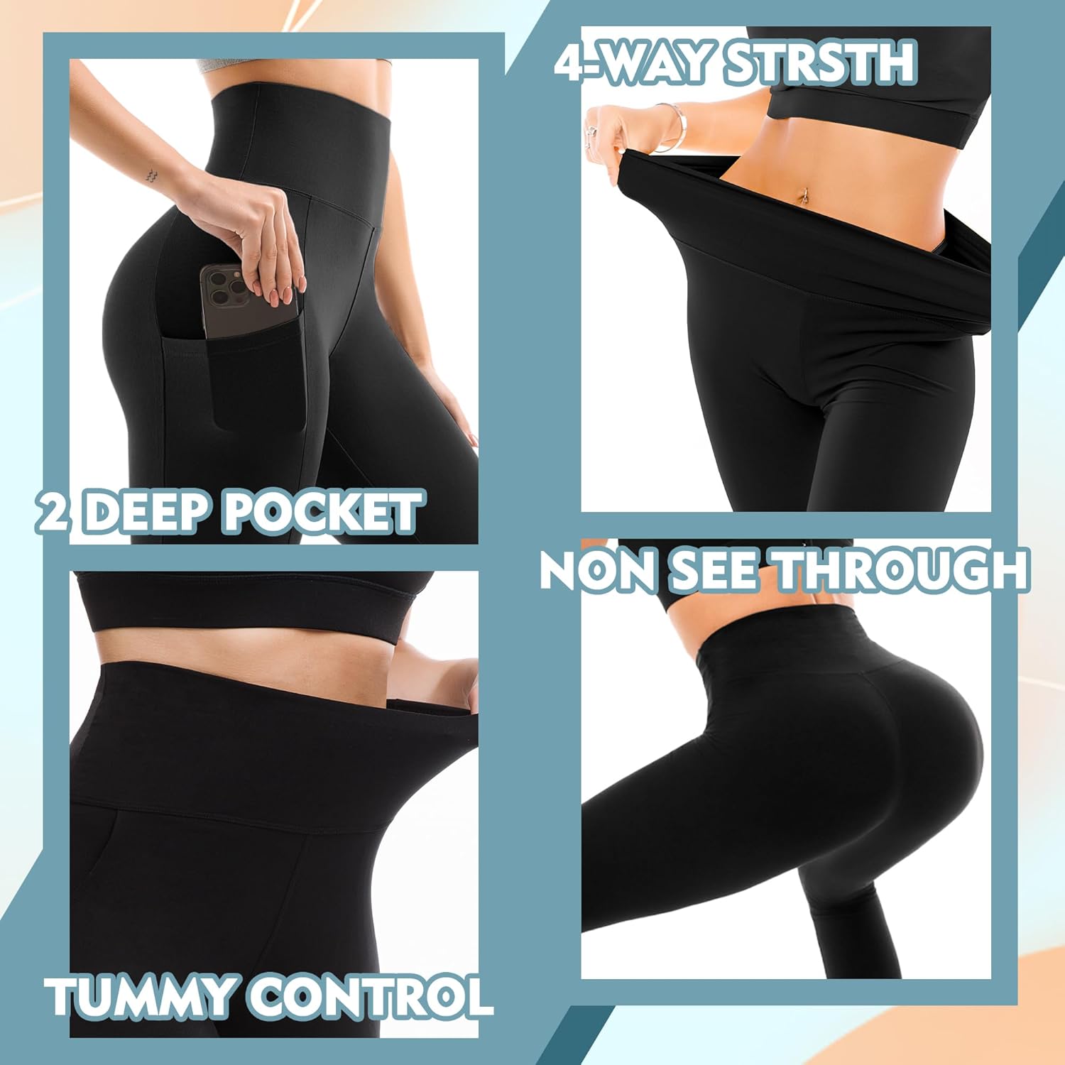 High Waisted Leggings with Pockets Women, Full Length Capri Buttery Soft Stretchy Yoga Pants