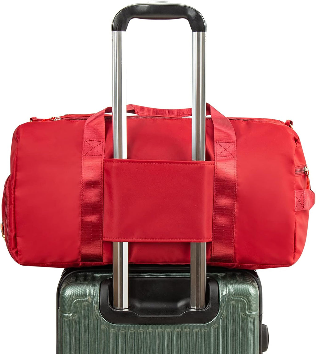 Sports Gym Duffle Travel Workout Bag for Men & Women with Shoe Compartment, Wet Pocket (Red)