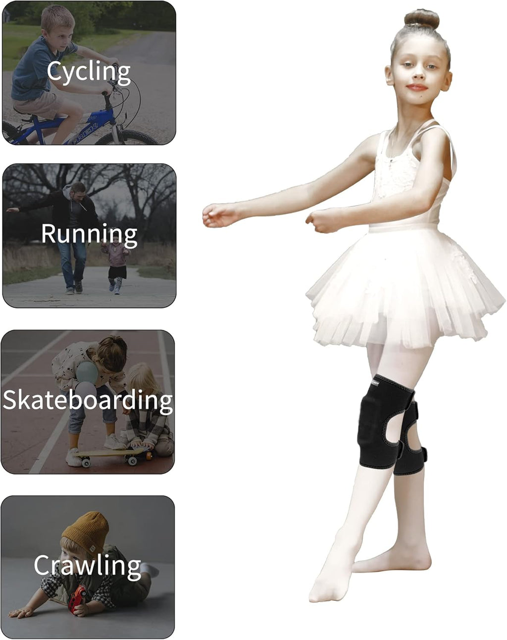 Adjustable Kids Knee Pads with Thickened SBR Cushioning - Non-Slip Protection for Volleyball, Cycling, Dancing, Soccer, and Hockey