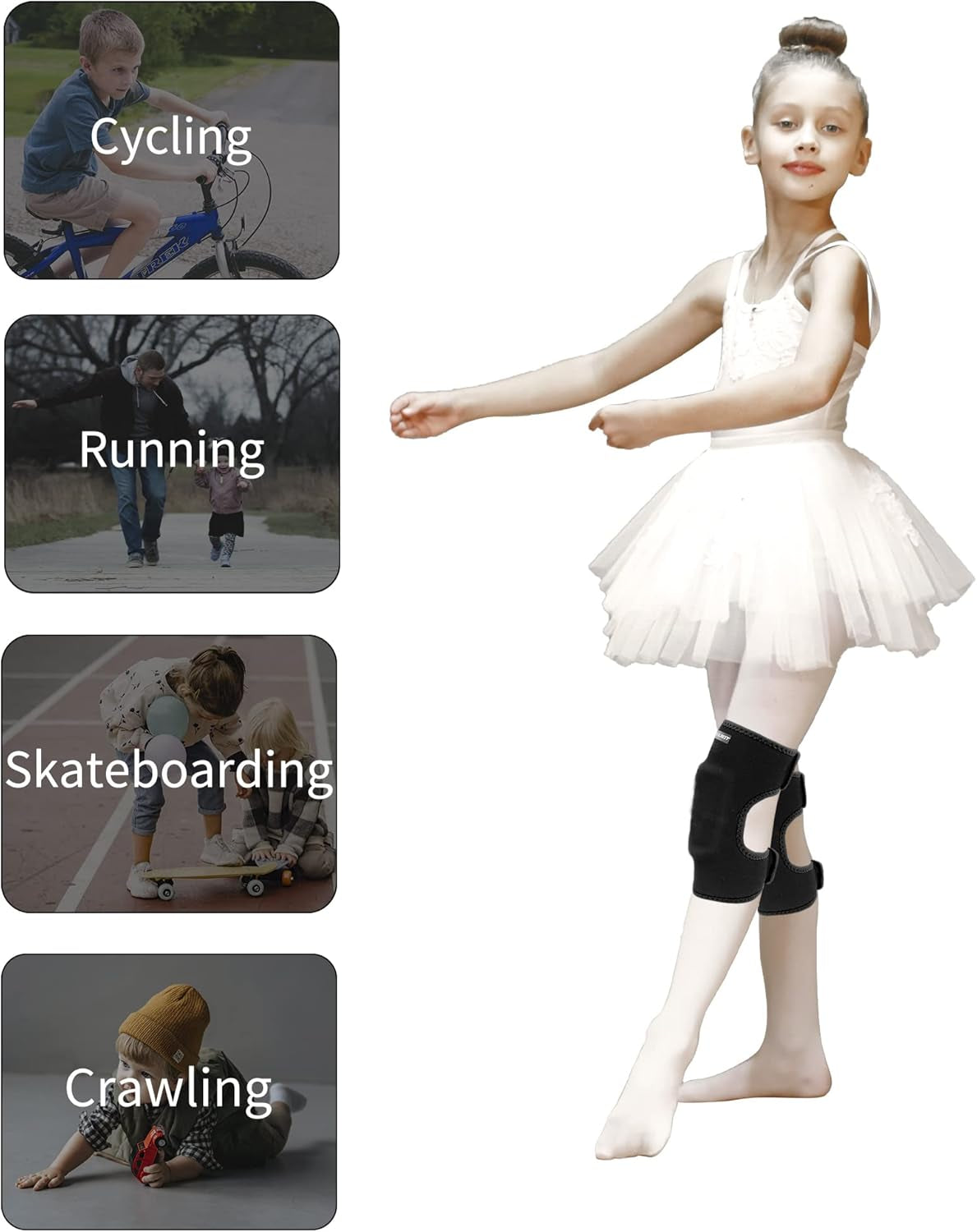 Adjustable Kids Knee Pads with Thickened SBR Cushioning - Non-Slip Protection for Volleyball, Cycling, Dancing, Soccer, and Hockey