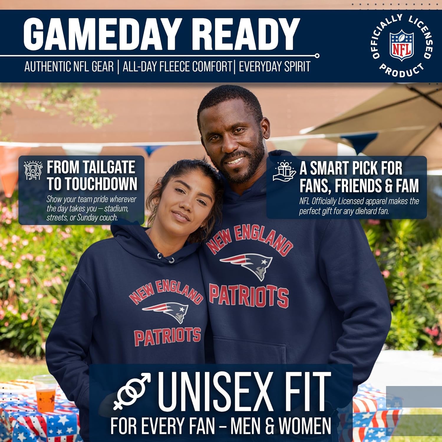 NFL Adult Gameday Hooded Sweatshirt - Poly Fleece Cotton Blend - Stay Warm and Represent Your Team in Style