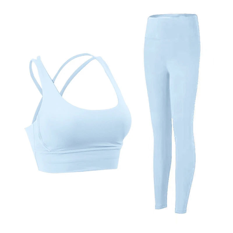 2 Piece Yoga Clothes Women'S Tracksuit Athletic Wear Pilates Fitness Suit Gym Workout Push up Clothes Sports Bra Leggings Suit