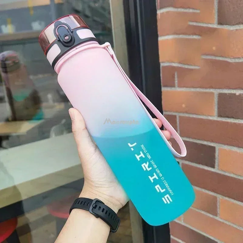 0.5/1 Liter Large Capacity Sports Water Bottle Leak Proof Colorful Plastic Cup Drinking Outdoor Travel Portable Gym Fitness Jugs
