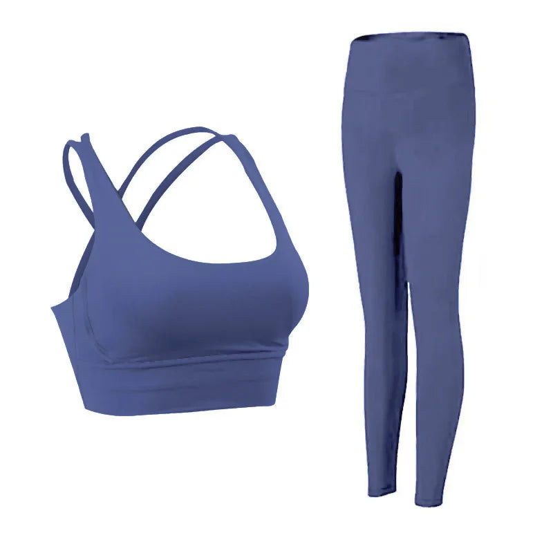 2 Piece Yoga Clothes Women'S Tracksuit Athletic Wear Pilates Fitness Suit Gym Workout Push up Clothes Sports Bra Leggings Suit
