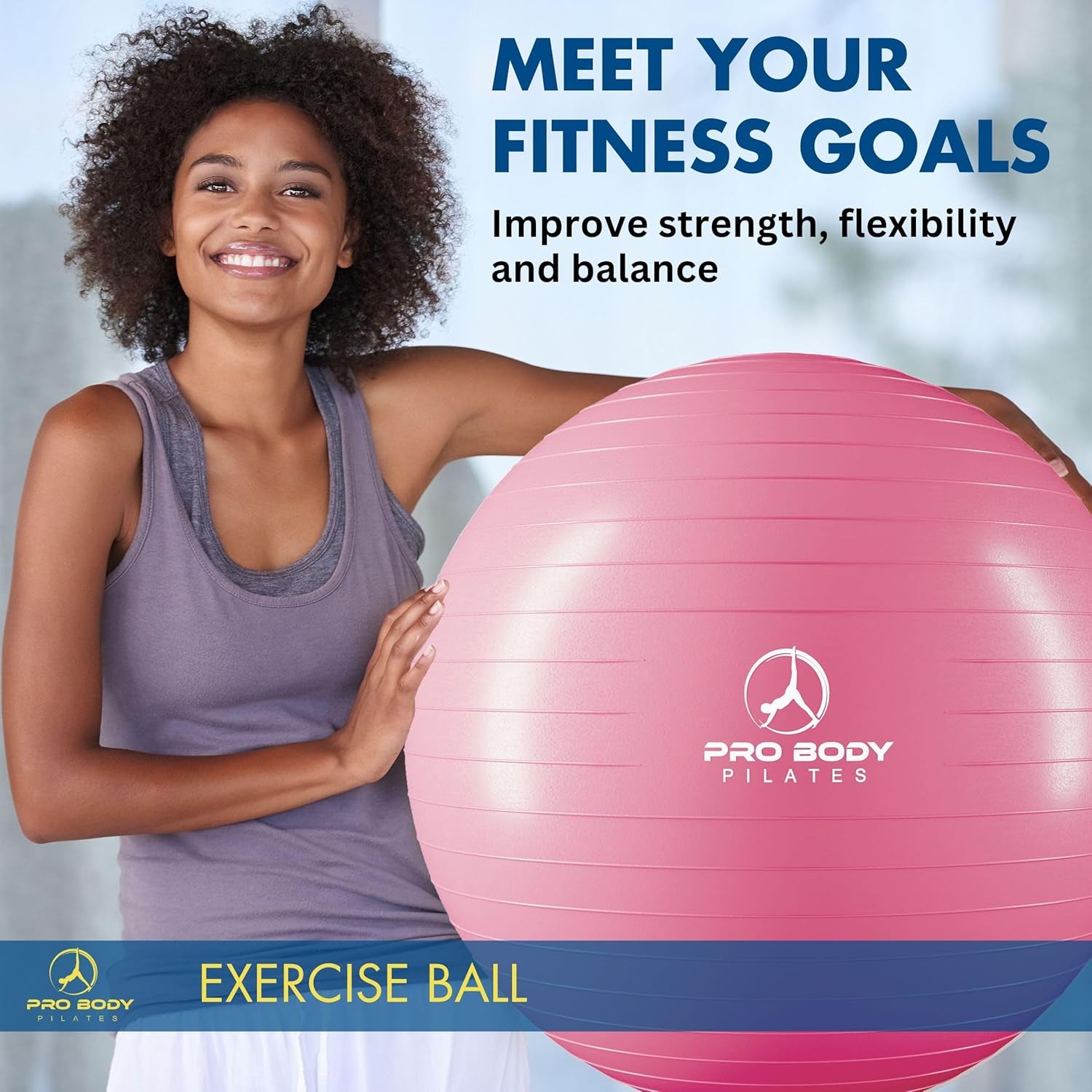 Exercise Ball - Multiple Sizes Gym Grade Balance Ball for Fitness, Yoga, Workout, Pregnancy & Physical Therapy